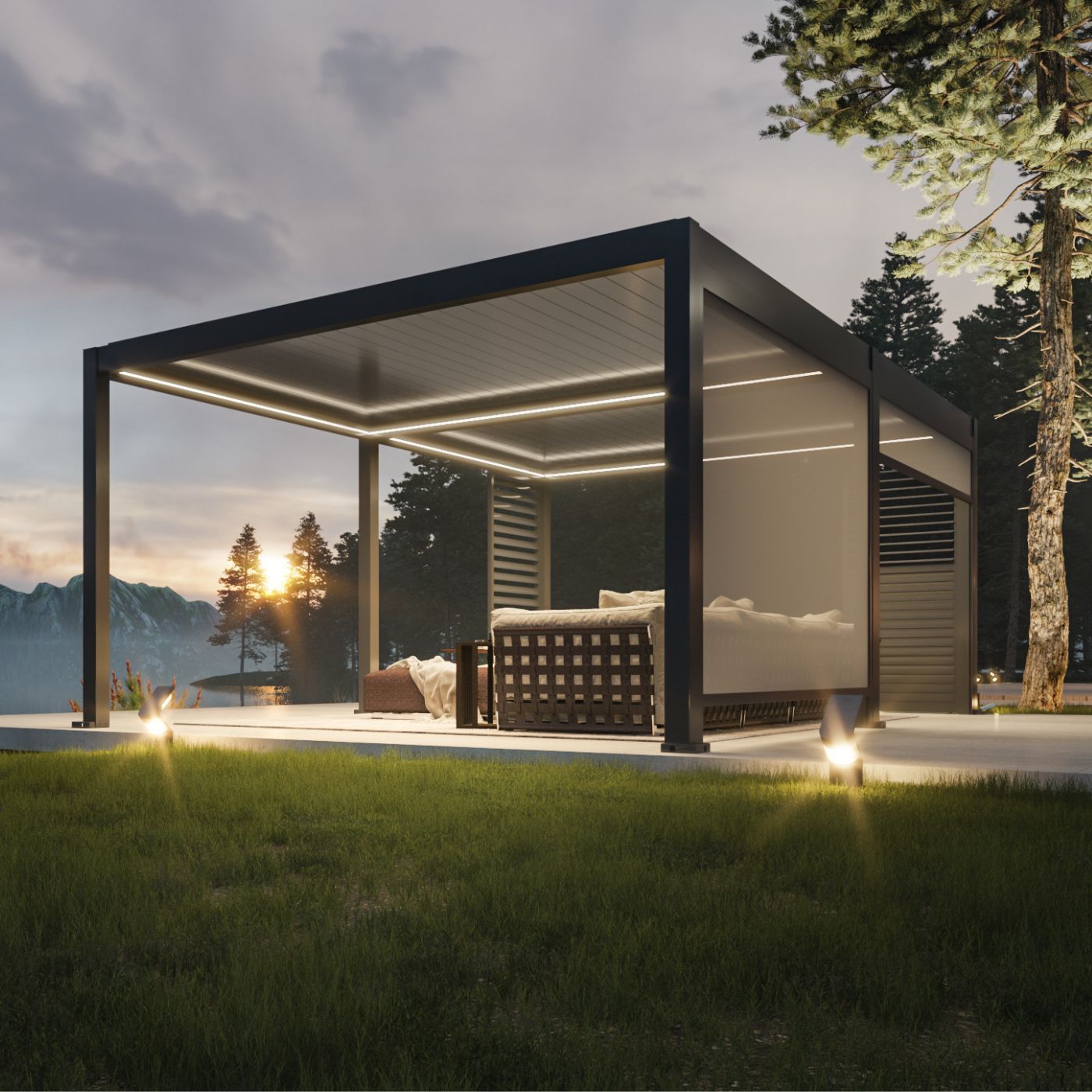 LUMO 6M X 4M FREE STANDING MOTORISED PERGOLA SELF ASSEMBLY