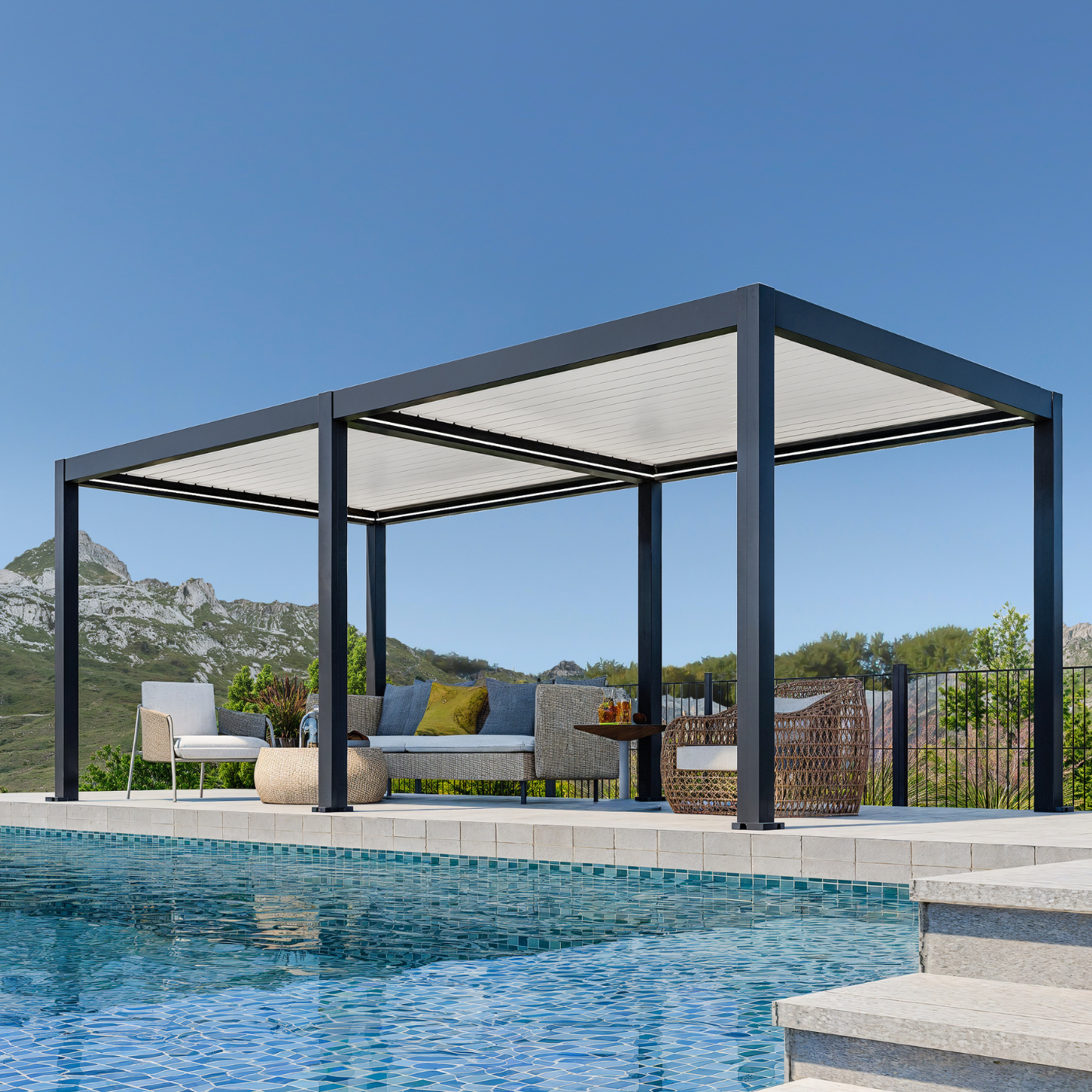 LUMO 6M X 4M FREE STANDING MOTORISED PERGOLA SELF ASSEMBLY